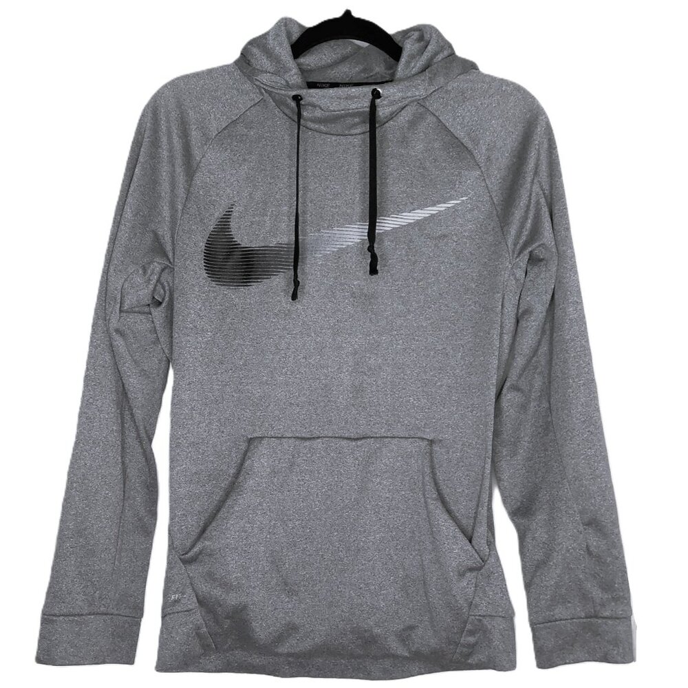 Nike Therma Fit Men's Gray & Black Hoodie Sweatshirt Athletic Pullover Sz S
